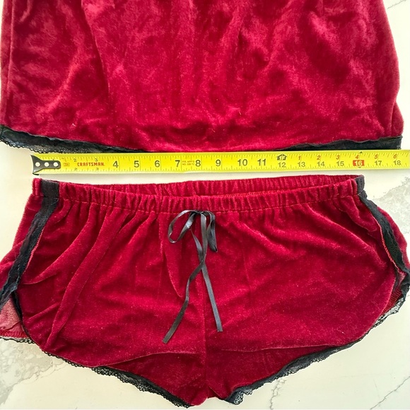 Lace Trim Velvet Women’s Cami Pajama/Lingerie Set Red with Black Trim 2XL EUC - Picture 3 of 10